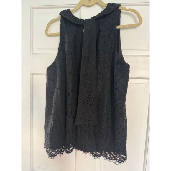 Tuckernuck Pomander Place Black Lace Bow Tie Sleeveless Mason Top, Size XXL - Picture 2 of 7